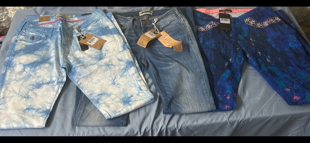 NEW 3pc Maison Scotch Premium Pants Lot Size 28/32 TieDye Embroidered Denim
